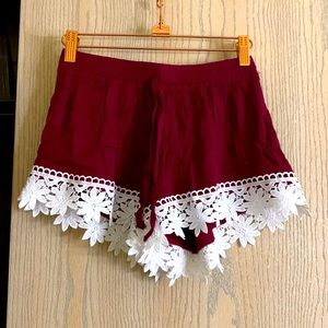 Red flowy shorts